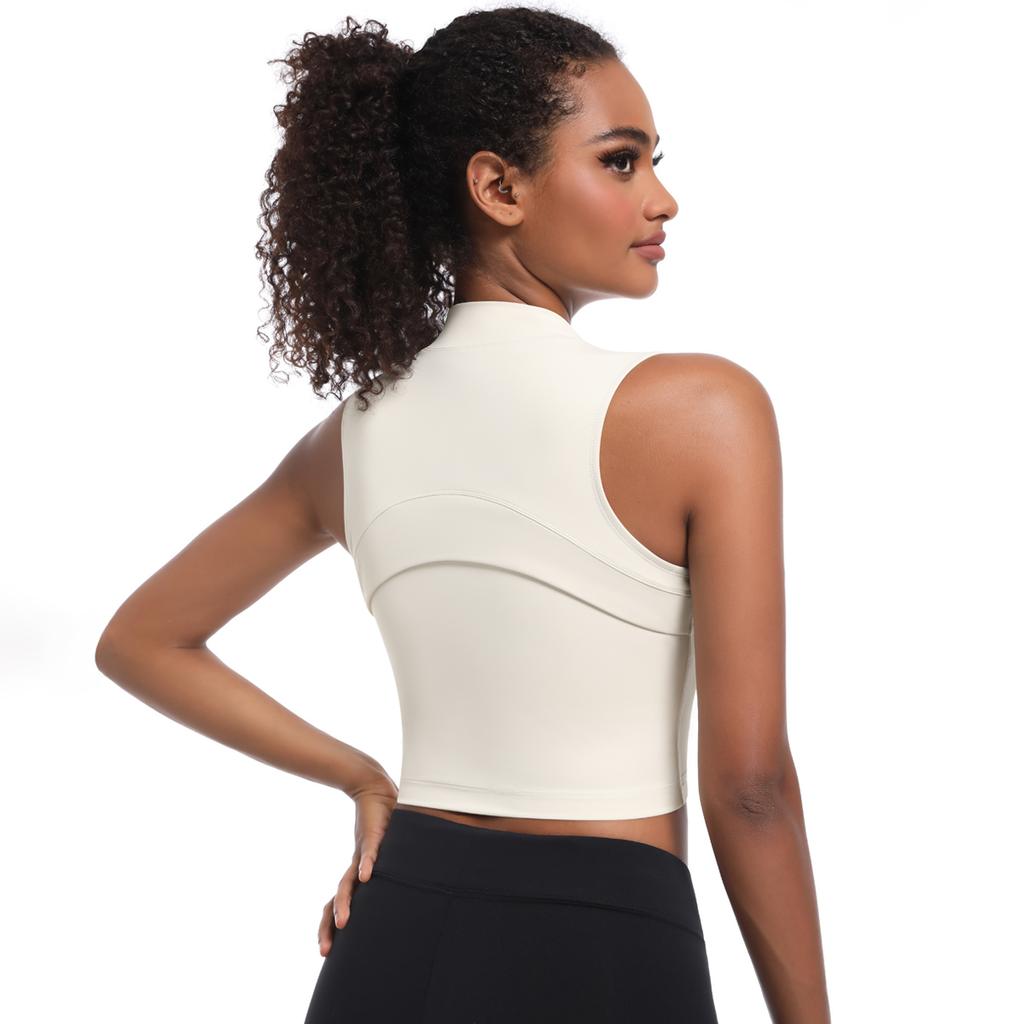 Nessaj Безрукавный спортивный жилет для йоги на молнии, женский фитнес-бюстгальтер, однотонный топ для бега и тренировок