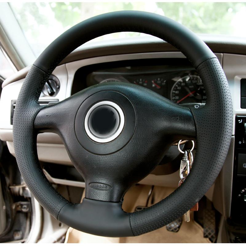 CARDAK Черный чехол на руль из искусственной кожи для Volkswagen Golf 4 1998-2004 Passat B5 1996-2005 Polo Seat