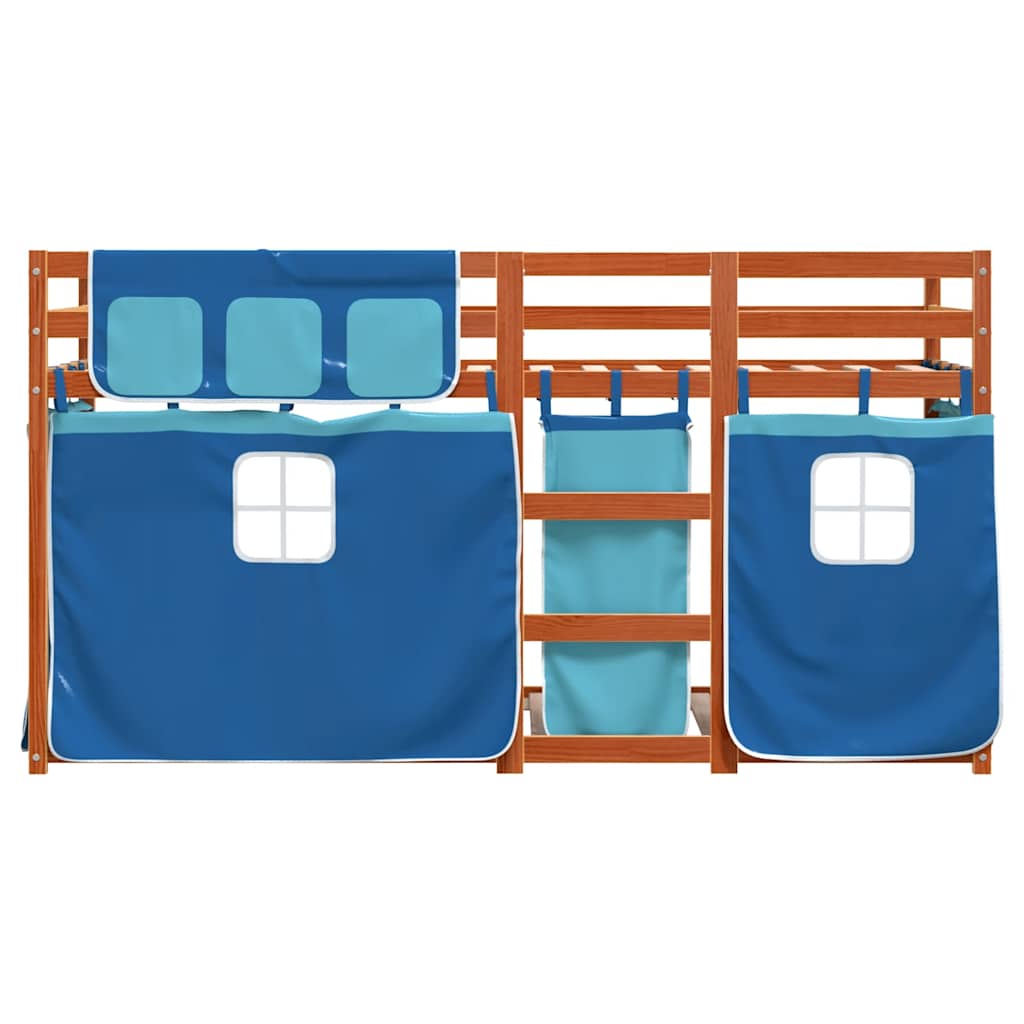 Bunk Bed with Curtains Blue 90 x 190 cm Solid Pine Wood