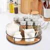 Wood Turntable Tray Coffee Bar Accessories Holder Rotating Sturdy Spice Rack Organizer for Pantry