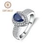 Gb 1 .29ct Oval Natural Blue Sapphire Gemstone Wedding For Women 925 Sterling Silver 585 14k 10k 18k Gold Weddings Ring