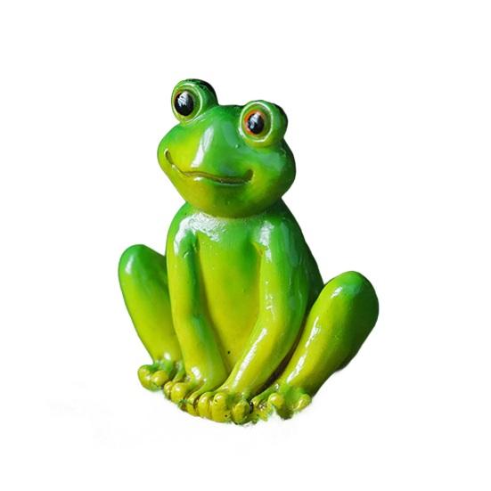Garden Miniature Frog Statue Indoor Outdoor Sitting Frog Figurine Resin Cartoon Animal Sculpture Flower Pot Microlandscape Decoration Ornament