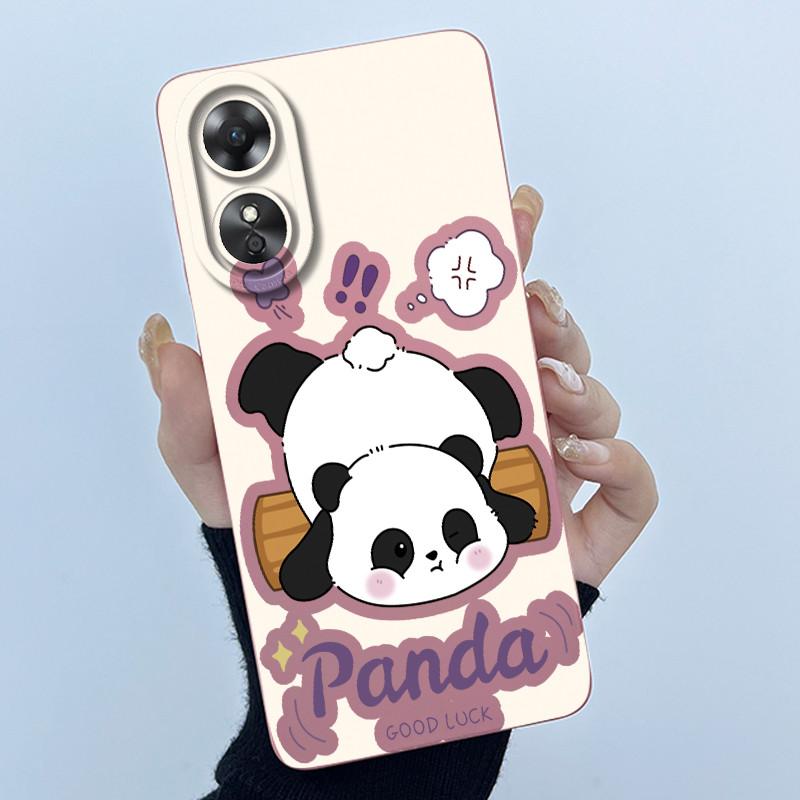 Для OPPO A17 A17K 2022 CPH2477 Чехол Задняя крышка Милый Панда Милые Девочки Мягкий Силикон ТПУ Чехол для Телефона Ударопрочный Защитный Корпус
