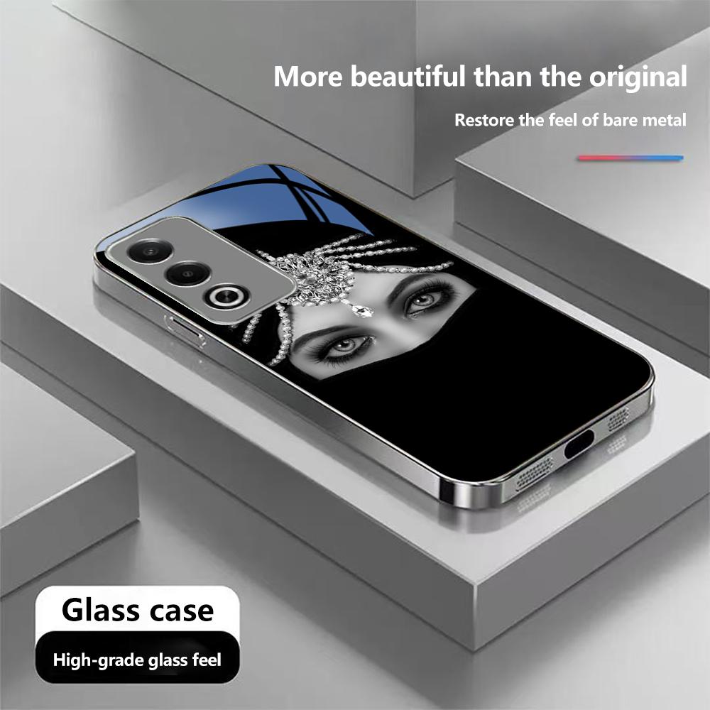 Чехол N202 Oriental Women In Hijab Face для iPhone 16 15 Pro Max 8 Samsung S24 S23 A54 A35 Redmi Note 13 12 Pro с покрытием из закаленного стекла