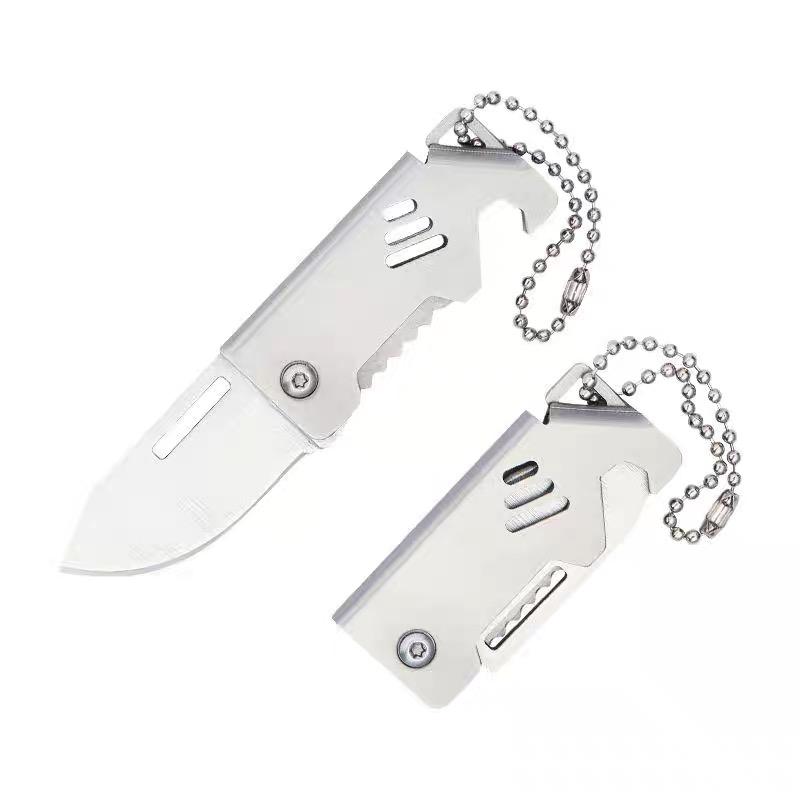 Mini 420 Stainless Steel Folding Knife Keychain Mini Key Knife EDC Creative Pocket Knife Portable Bottle Opener Sharp Cutting To