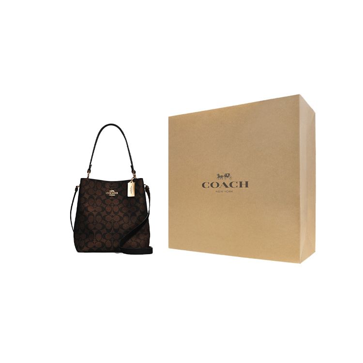 Coach Town 26 Monogram Canvas And Leather Bucket Bag Women bags Brown 91512-IMAA8