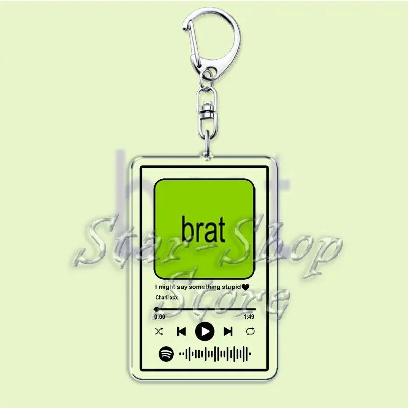 Музыка Charli XCX Альбом Brat Брелоки Горячие Песни Плейлист Подвеска Брелок для Аксессуаров Сумка Кольцо Брелок Украшения Подарки для Фанатов