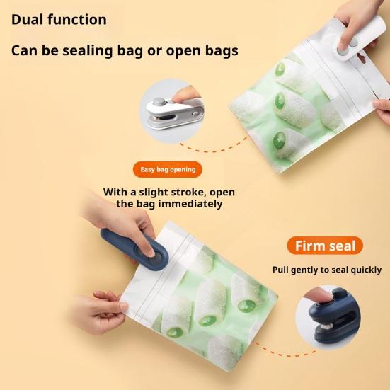 1Pc/2Pcs Mini Bag Sealer 2 In 1 Rechargeable Small Heat Sealer with Cutter Portable Magnetic Food Sealer for Snacks Candies Plastic Bag Food Storage