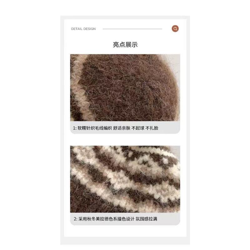 Женская вязаная шапка-рыбак в стиле Fair Isle, большого размера, теплая панама