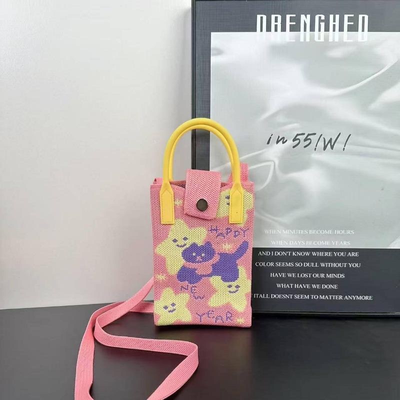 Весна новый чехол для мобильного телефона летающая плетеная сумка повседневная женская сумка яркий мишка универсальная вязаная сумка дофамин маленький
