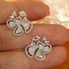 Beautiful Flower Stud Earrings Dazzling Cubic Zircon Gentle Wedding Jewelry for Lady Graceful Accessories for Engagement