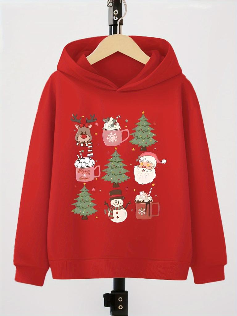 Children's Autumn/Winter Christmas-Themed Hooded Sweatshirt – Comfortable & Warm Pullover for Boys and Girls – Halloween Print