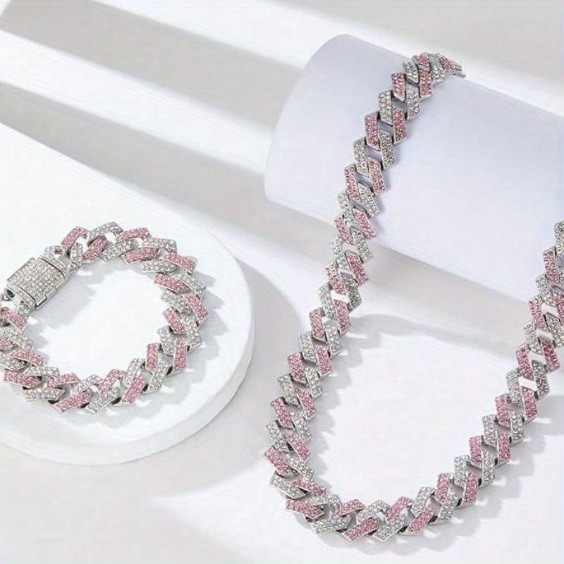 Dog Chain Collars, Diamond Necklace Rhinestone Bling Glitter Metal Choke Cuban Link Dog Collar, Pet Jewelry For Puppy XS Small Medium Large Dogs Cats