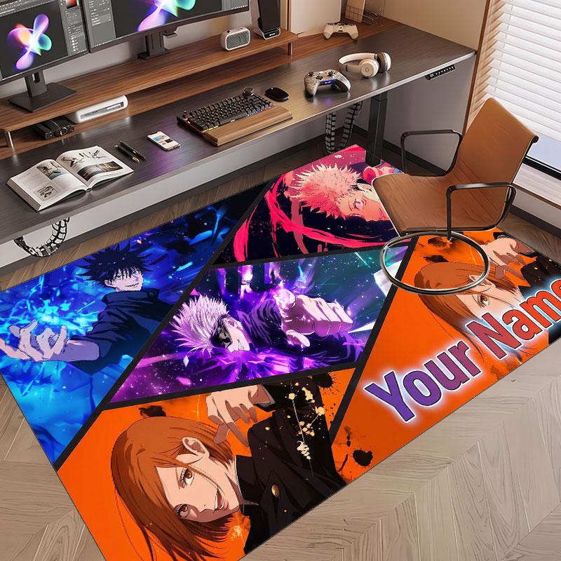 Custom Name Crystal Velvet Rug,Jujutsu Kaisen Comfortable Anti Slip Floor Mat For Room Decoration