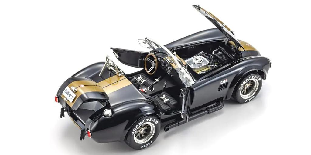 Kyosho Готовая модель Shelby Cobra в оригинальном масштабе KS08048BKG 1/18 427S/C (Черно-золотые полосы)