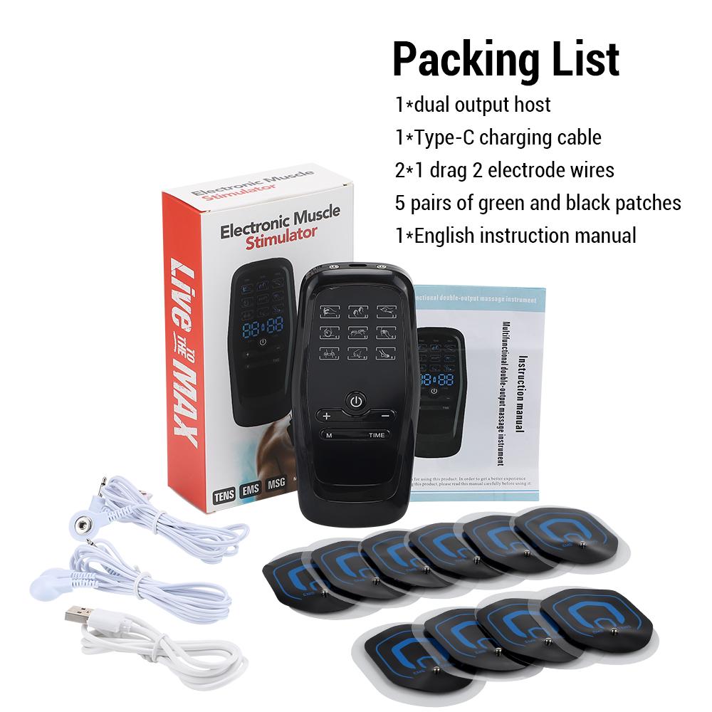Electric EMS Acupuncture Body Massage Physiotherapy Tens Muscle Stimulator Therapy Slimming Machine Electro Stimulator 10Pads