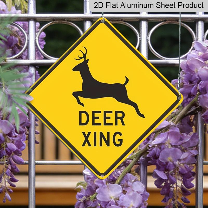 2D Flat, 1pc, Aluminum Wall Sign, Durable Sign 'Deer Crossing'- Printed, Weather-Resistant Wall Art, Suitable Indoor and Outdoor Decoration| Home