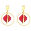 [Q5079] - Designer Steel Earrings 'Boho' Red Gold - 30x20 Mm