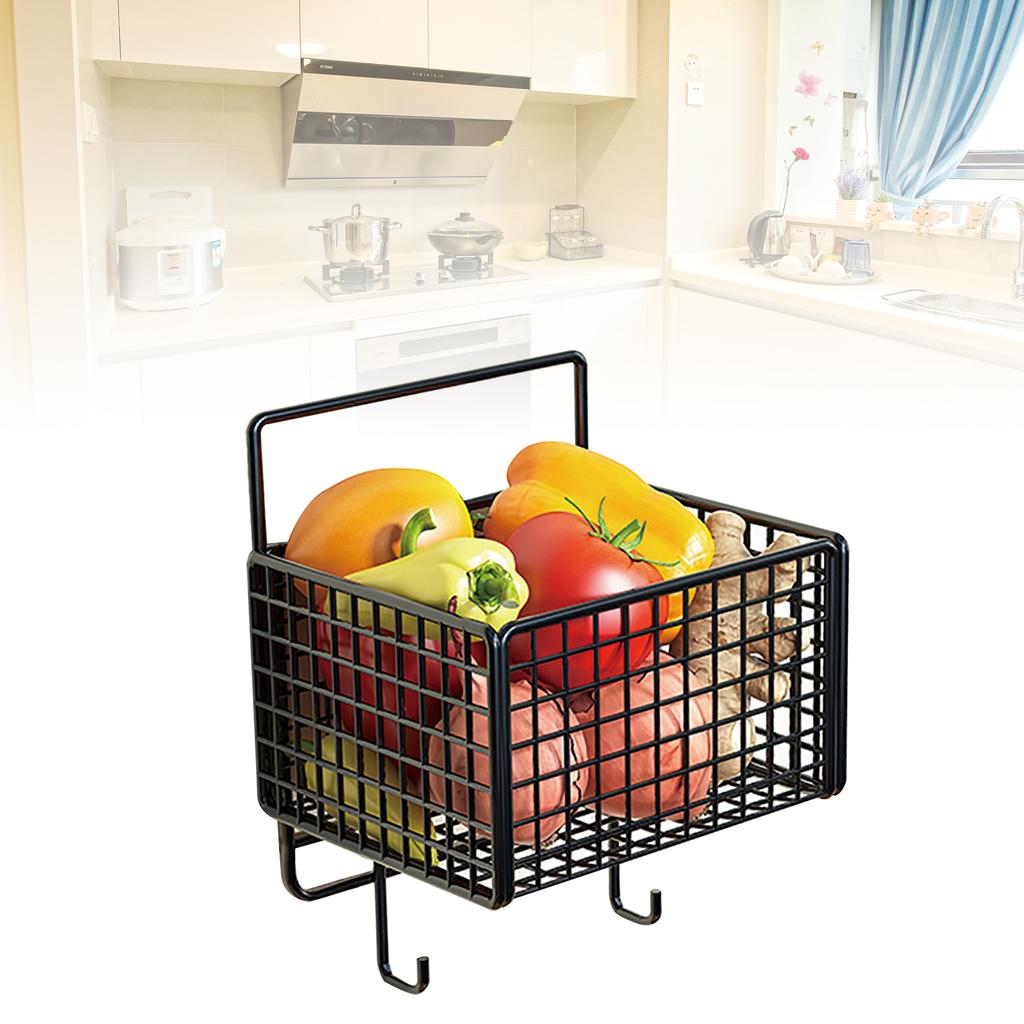 Кухонная настенная корзина одинарная металлическая большой вместимости экономящая место настенная корзина для хранения с крючком для овощей