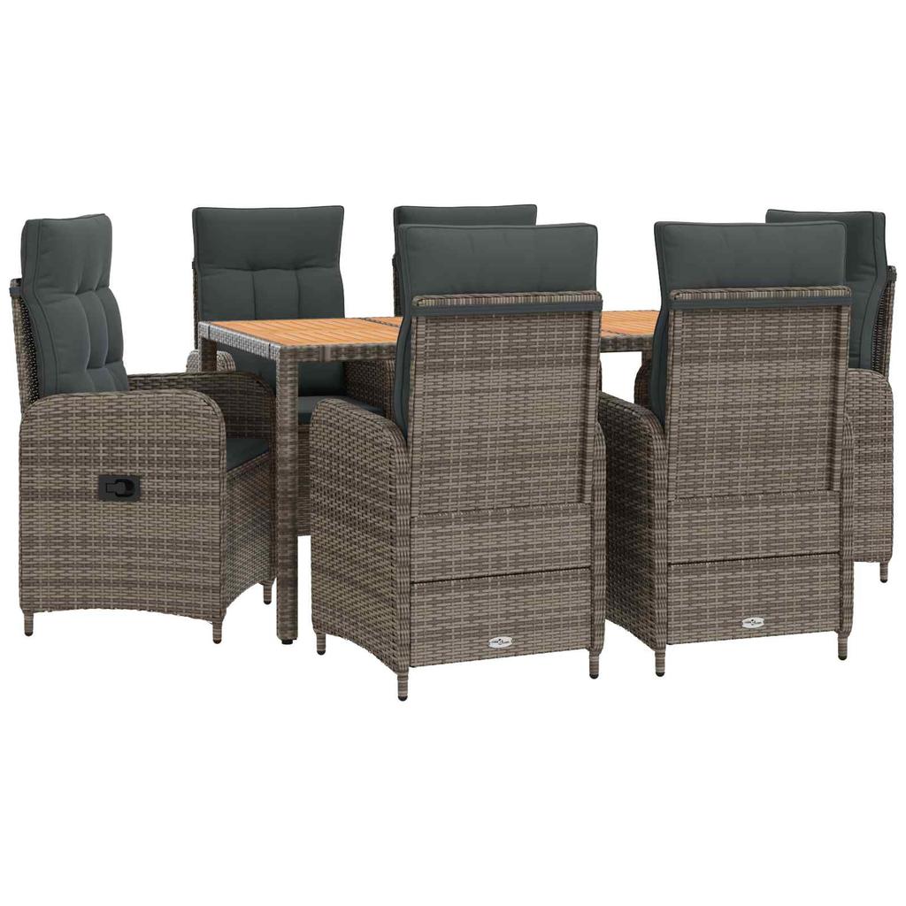 Outdoor Table Set 7 Pieces Light Gray and Dark Gray