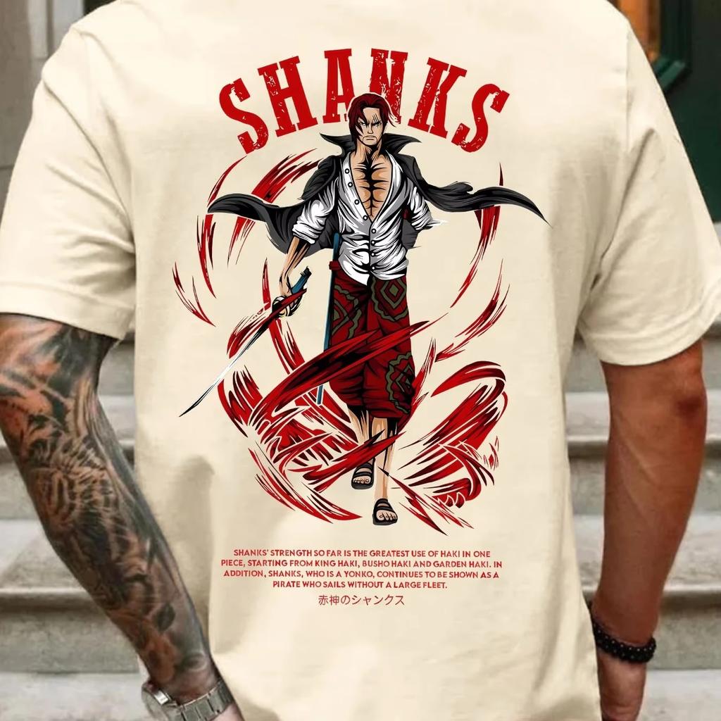 2026 New ONE PIECE Shanks Anime Printed T-Shirt Men's Clothing and Women's Fashion Breathable T-Shirt Men's Summer Tops T Shirt