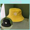 Embroidery Magritte Doublesided Bucket Cap Stylish Sun Protection Fisherman Hat