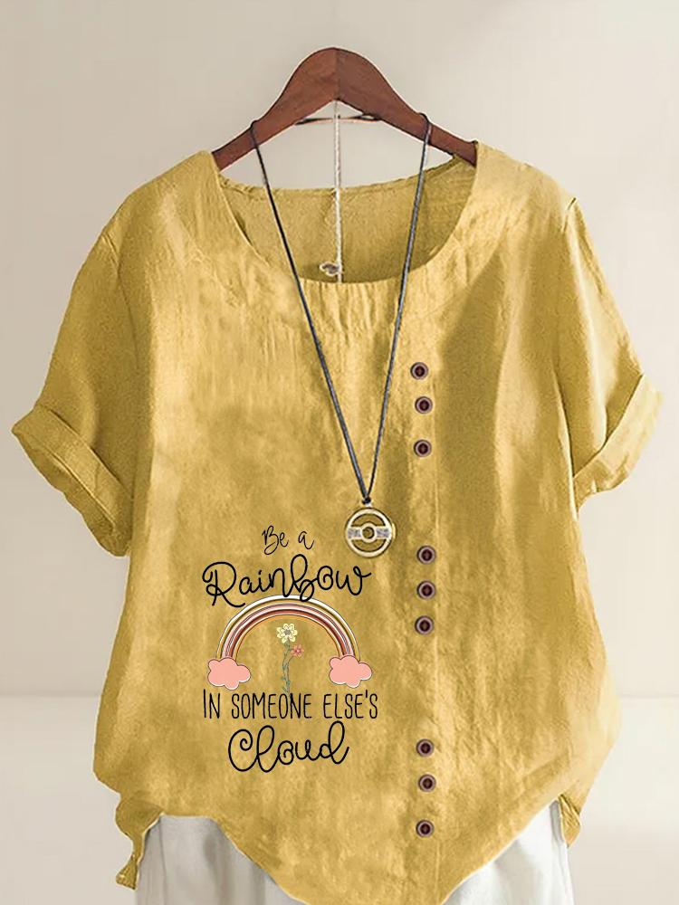 Women's Fashion Colored Letters Print Shot Sleeve T-shirt Loose Cotton Shirt Casual Loose Summer Blouse Tops Plus Size