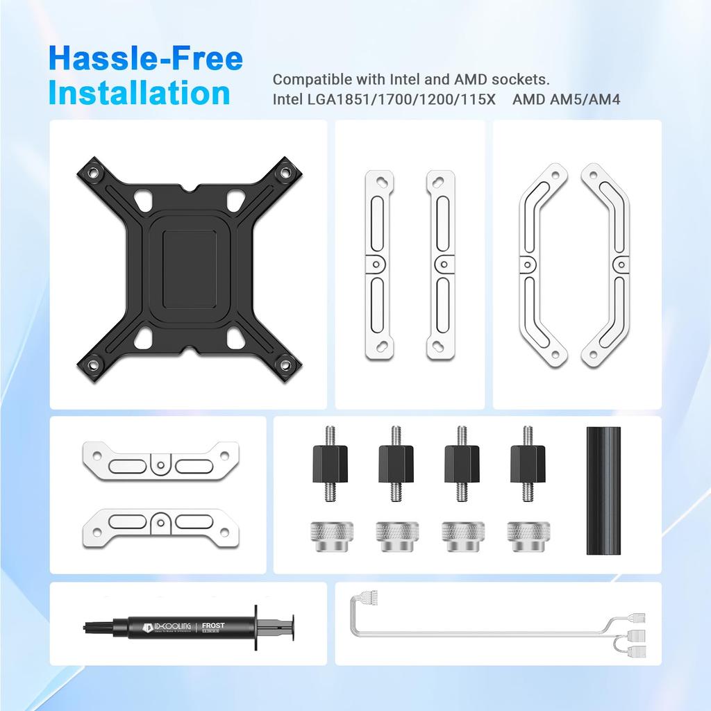 FX240 INF White 240mm Liquid CPU AIO Cooler ARGB Infinity Mirror 2x120mm Daisy Chain Low Noise Operation Up To Compatible with Intel Compatible with