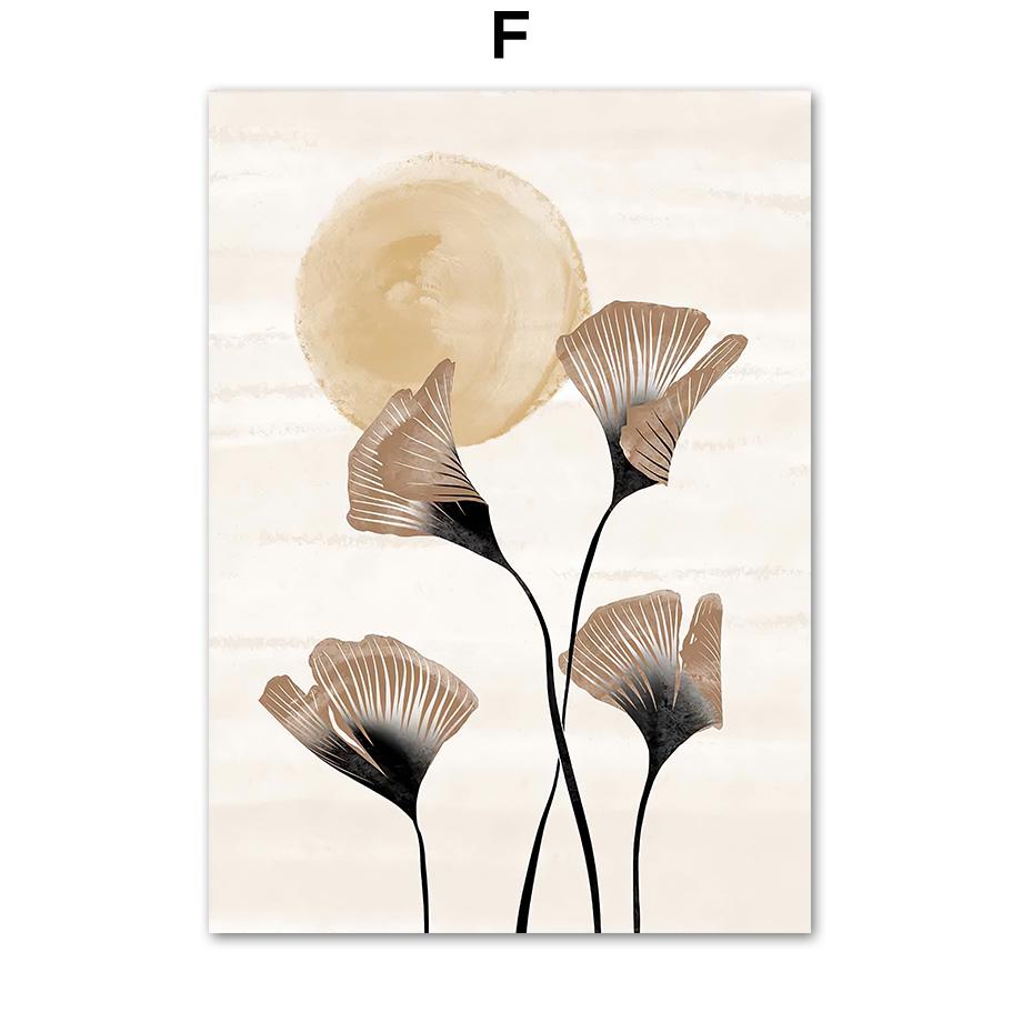 Abstract Wall Art Canvas Painting Posters and Prints Boho Leaves Sun Flowers Plant Nature Wall Pictures for Living Room Decor
