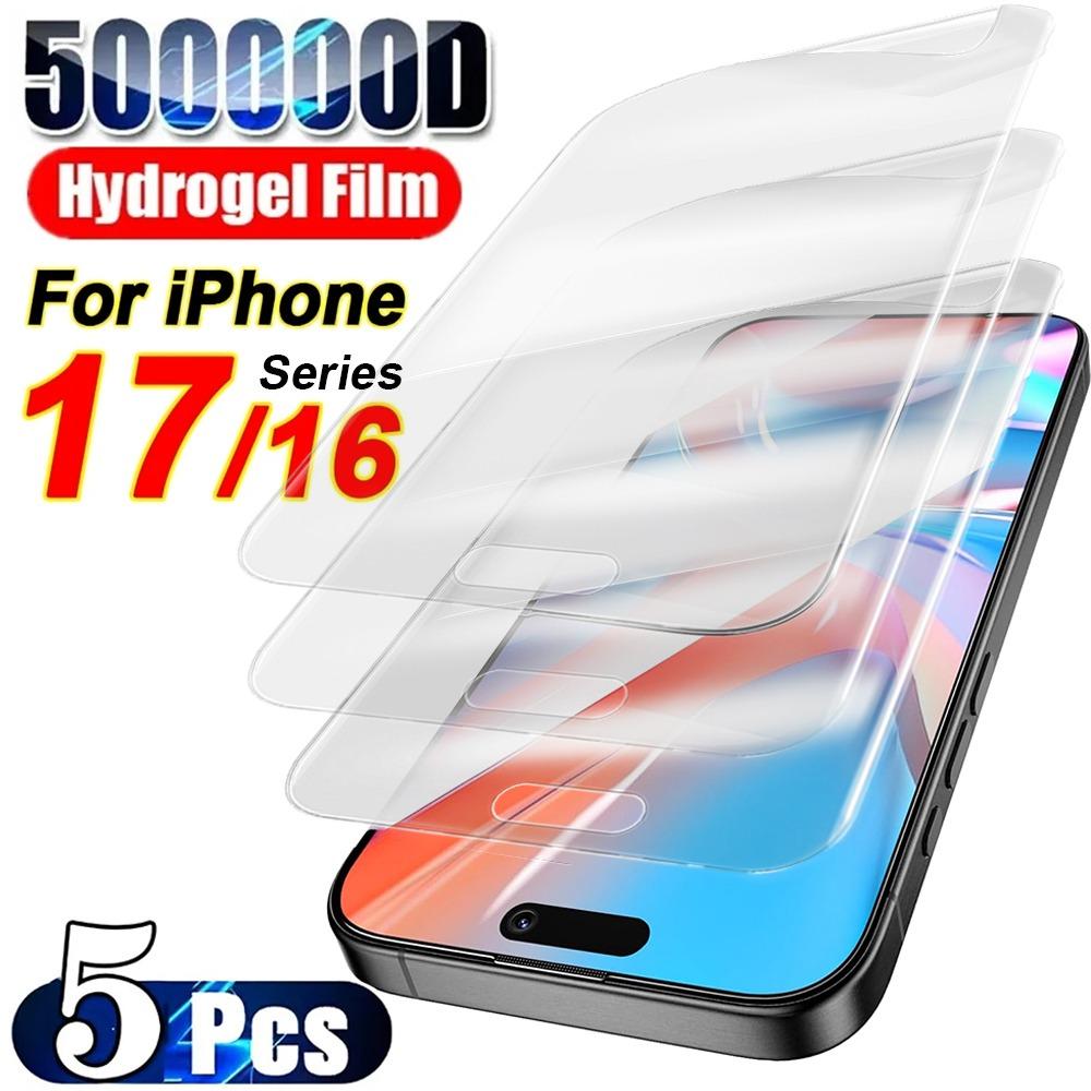 5 шт. HD гидрогелевая пленка для iPhone 17 16 Pro Max защитная пленка для экрана покрытие по всей поверхности мягкая прозрачная защита от царапин для iPhone 17 Air 16 Plus не стекло
