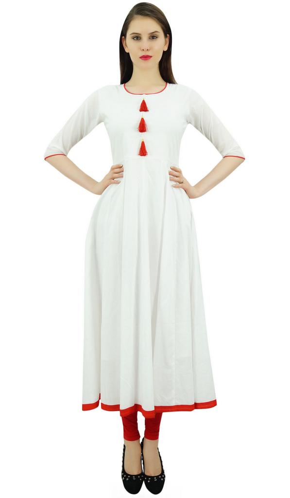 Bimba Женское дизайнерское этническое платье-курти Anarkali Kurta с кисточками