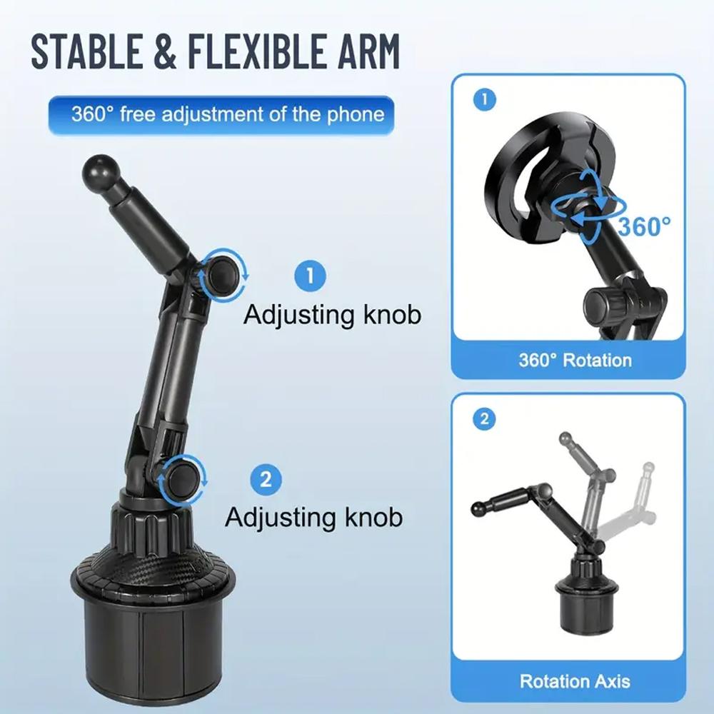Magnetic Phone Holder Installation of Water Cup in Car for Magsafe 16 15 14 13 12 Samusng 360° Rotation Cell Mount