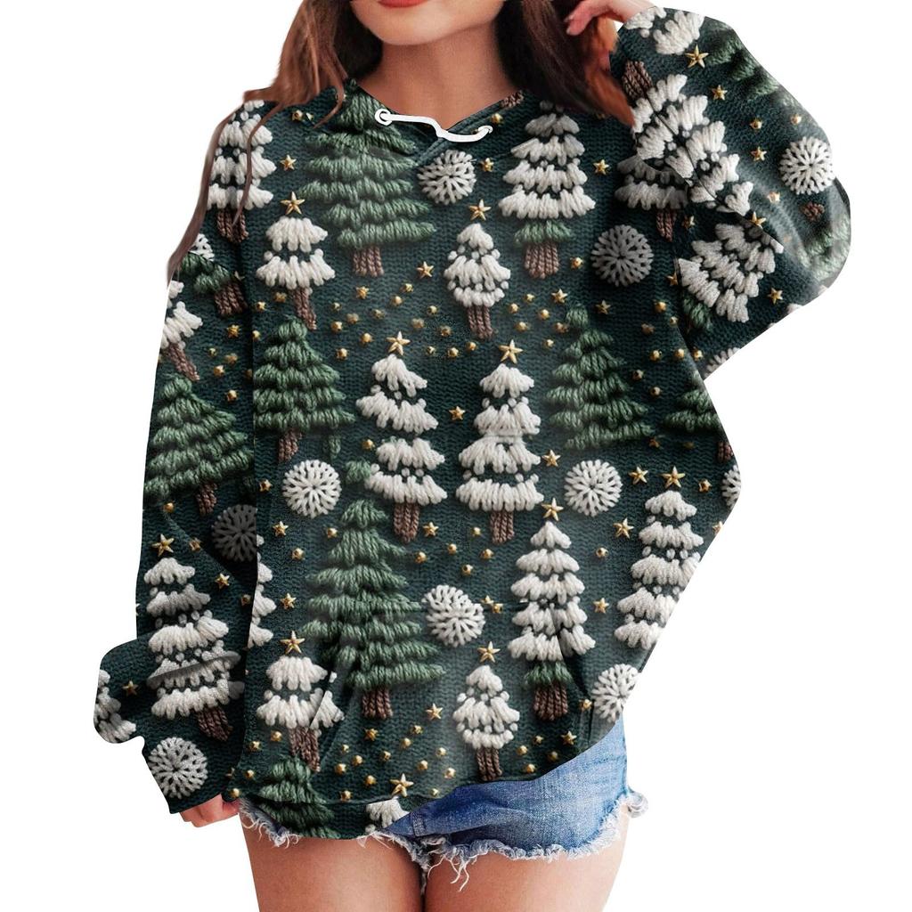 Детские толстовки с капюшоном, свободные рождественские принты, спортивная рубашка с капюшоном, модная спортивная рубашка