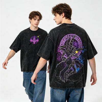 Винтажная футболка Yu Gi Oh Темный Маг Аниме Повседневная Уличная Одежда Женская Футболка Унисекс Топ Мужская Хлопковая С Коротким Рукавом Стиранная Футболка