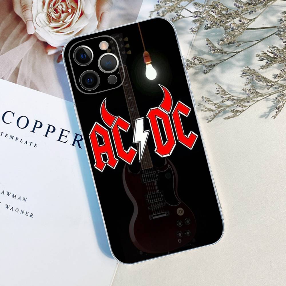 AC Back In Black DC Прозрачный ТПУ чехол для телефона для iPhone 17 11 12 13 14 15 16 Pro Max 16 Plus