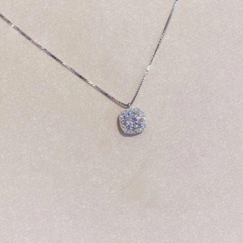 1 Pcs Light Luxury Cool Wind Small Diamonds Heart Copper Pendant With Stainless Steel Chain Collarbone Necklace