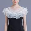 Women Party Mesh Cape Lace Shawl Fake Collar Shrug Wraps Ruffle Hollow Out Dresses Elegant Lady