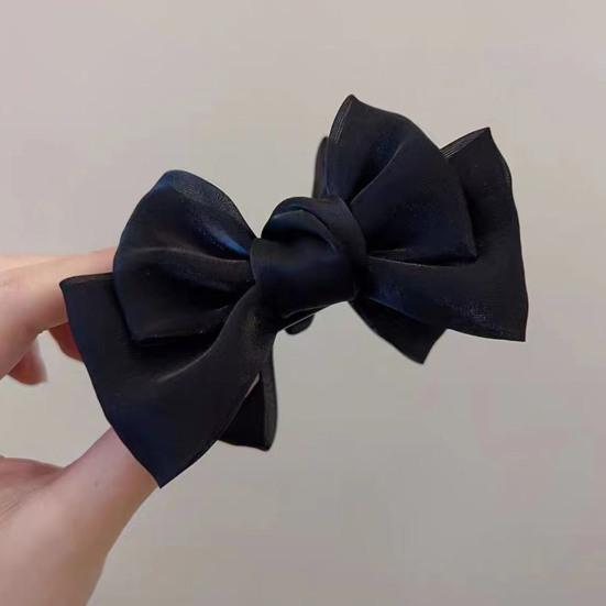Женская заколка для волос с большим бантом, стильная однотонная заколка для волос в стиле принцессы с фиксацией волос