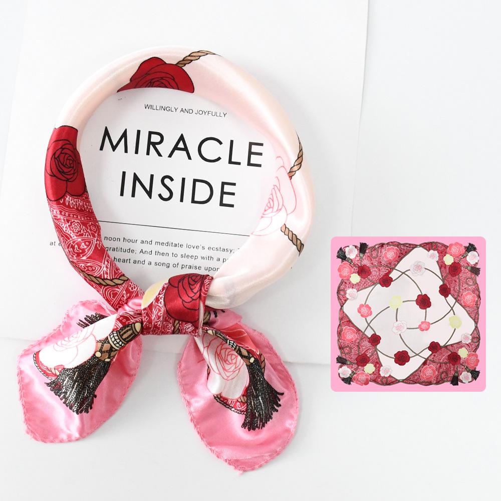 Новый модный высококачественный шелковый шарф квадратный шарф цепочка имитация шелка 50x50 маленький шарф для женщин