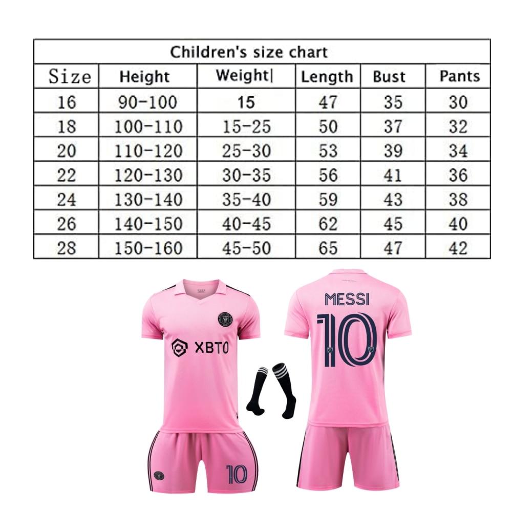 Kids Miami Messi Soccer Jersey Set Quick Dry Breathable Football Training Kit Children Sportswear