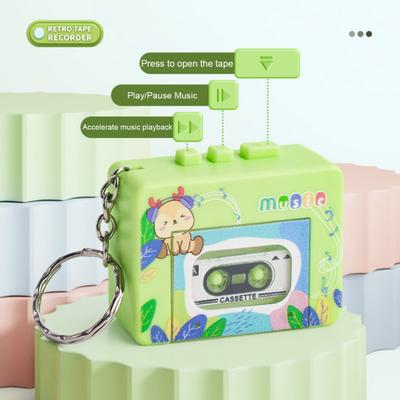 Ретро кассетный магнитофон игрушка 10 песен функция воспроизведения/паузы отделение для кассеты брелок сумка украшение забавный детский кулон для смены голоса