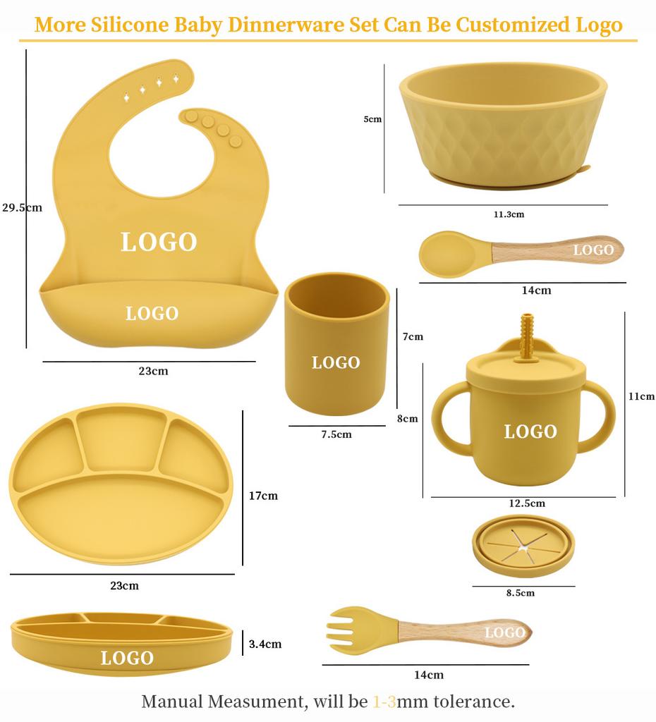Набор детской мягкой силиконовой посуды, посуда для кормления детей, тарелка, присоска, нагрудники, набор ложек и вилок, детская нескользящая посуда, не содержит BPA