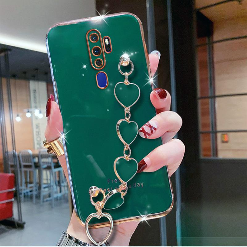 Чехол для OPPO A76, роскошный чехол-браслет с сердечком для OPPO A5 A9 A15 A15S A52 A53 A54 A72 A73 A74 A94 F11 F17 F19 Pro Realme C15 C21