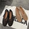 Fashion Fashion Crystal Women Ballet Flats Mesh Dance Flat Shoes Casual Driving Walking Loafers Espadrilles Ladies Slip-on Lazy Shoes