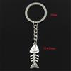 Fashion 30mm Key Ring Metal Key Chain Keychain Jewelry Antique   Plated Fish Bone 35x13mm Pendant