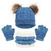 Набор из 3 предметов: детская шапка, шарф, перчатки, украшение плюшевым помпоном, вязаная шапка с текстурой переплетения, однотонный, длинный шарф, перчатки