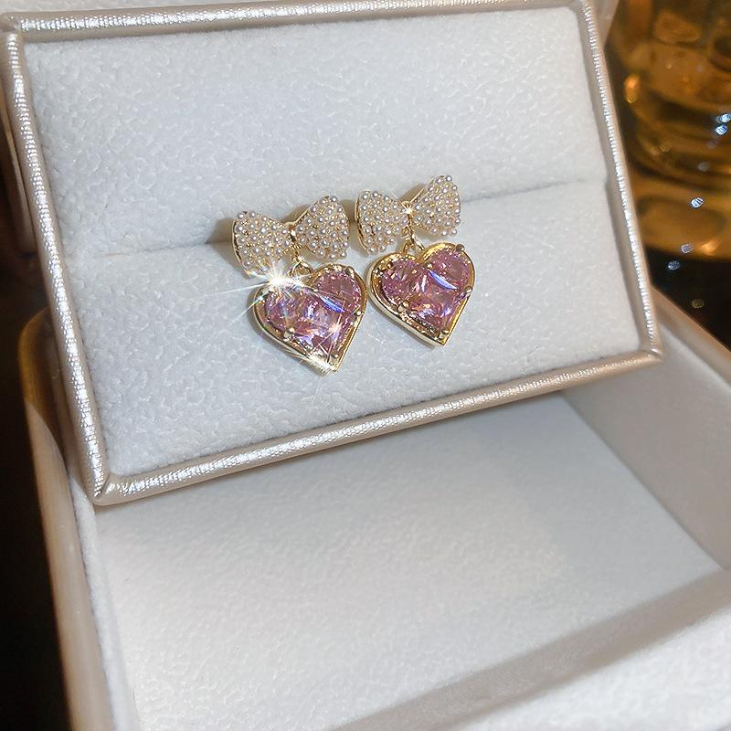 Французский придворный стиль Серьги-пусеты с прямоугольным цирконом на серебряных иглах Изысканные легкие роскошные высококлассные серьги Преувеличенные серьги Женщины