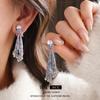 Винтажные серьги-пусеты с овальной кисточкой из стразов и серебряными иглами - Ретро Легкая Роскошь Ювелирные Изделия для Ушей