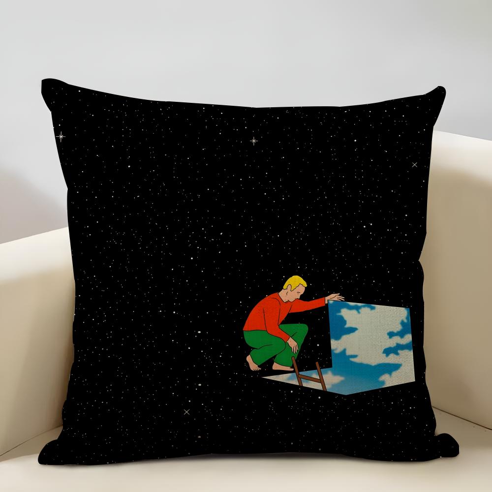 Planet Illustration Cushion Cover Household Decoration Linen Sofa Cushion Cover: Skin-Friendly & Breathable With Invisible Zippe