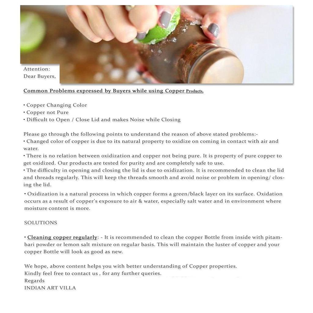 Pure Copper Water Bottle with Antique Dark Hammered Design, Drinkware, Storage Purpose, Volume-900 ML